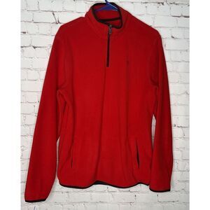 Prince and Fox Men’s Medium Sweater 1/4Zip Red Fleece Pullover Pockets Mock Neck